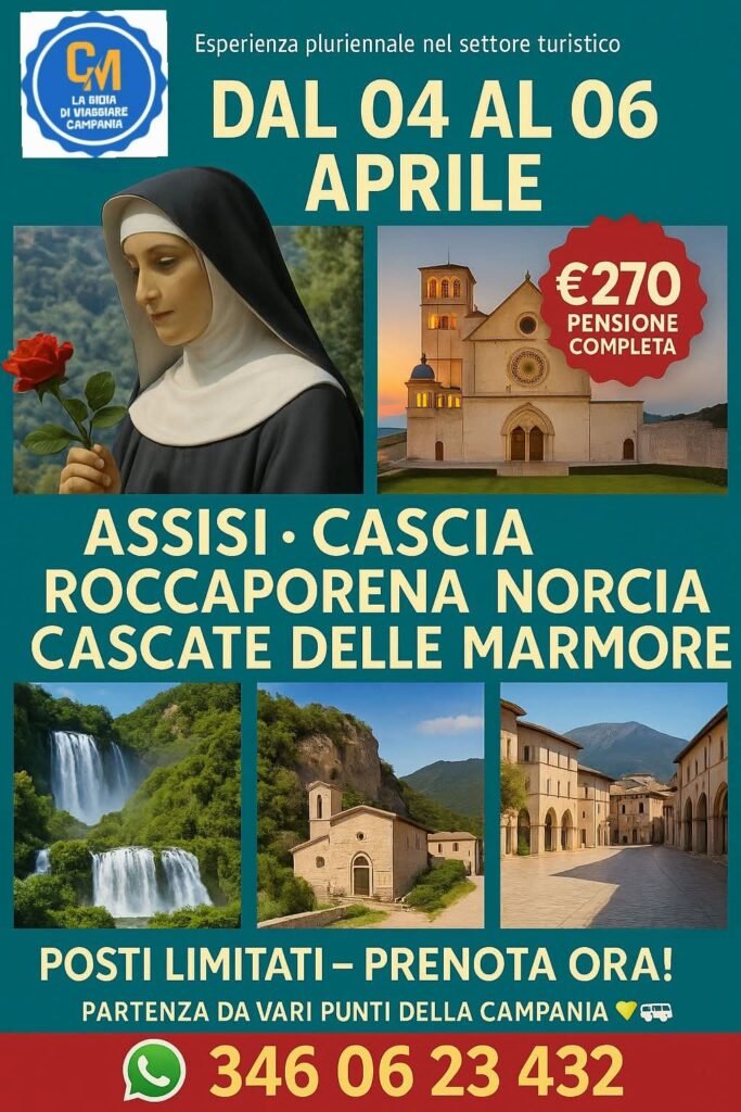 Assisi Cascia e Roccaporena Norcia Cascate delle Marmore dal 04 al 06 Aprile fb img 1772799572278